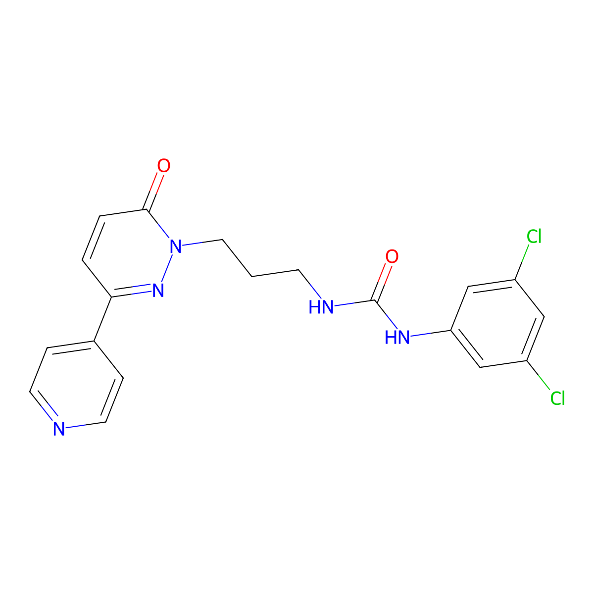 1-(3,5-dichlorophenyl)-3-(3-(6-oxo-3-(pyridin-4-yl)pyridazin-1(6H)-yl)propyl)urea molecular structure, CAS 1203288-73-6