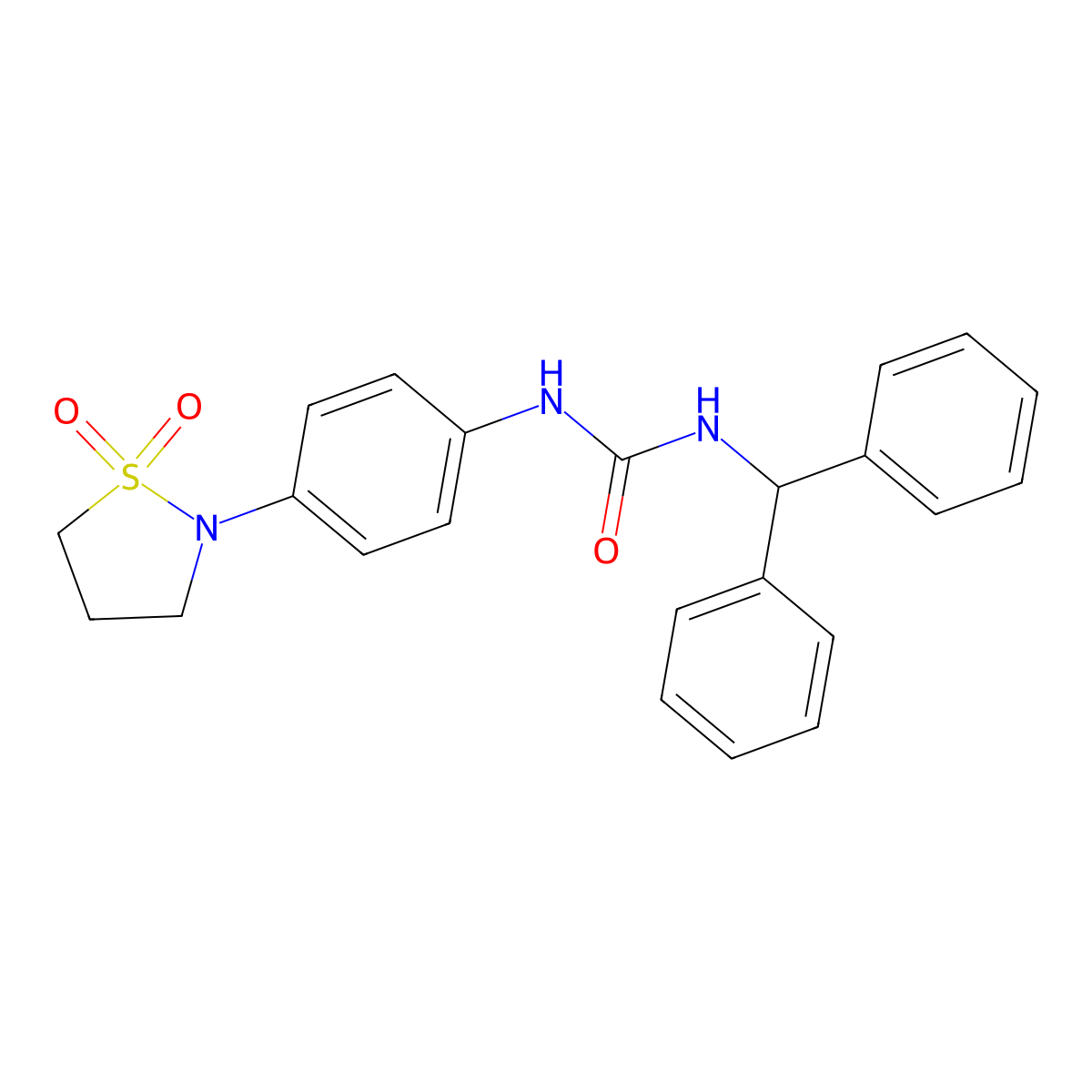 1-Benzhydryl-3-(4-(1,1-dioxidoisothiazolidin-2-yl)phenyl)urea molecular structure, CAS 1203289-75-1