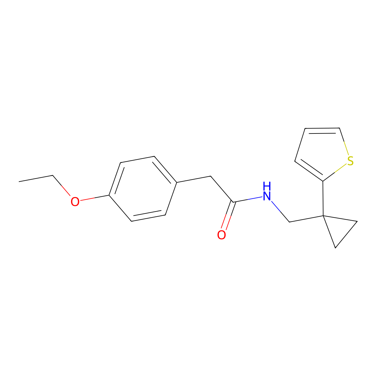 2-(4-ethoxyphenyl)-N-((1-(thiophen-2-yl)cyclopropyl)methyl)acetamide molecular structure, CAS 1203289-76-2