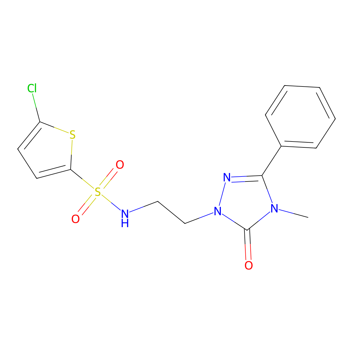 5-chloro-N-[2-(4-methyl-5-oxo-3-phenyl-4,5-dihydro-1H-1,2,4-triazol-1-yl)ethyl]thiophene-2-sulfonamide molecular structure, CAS 1203289-84-2