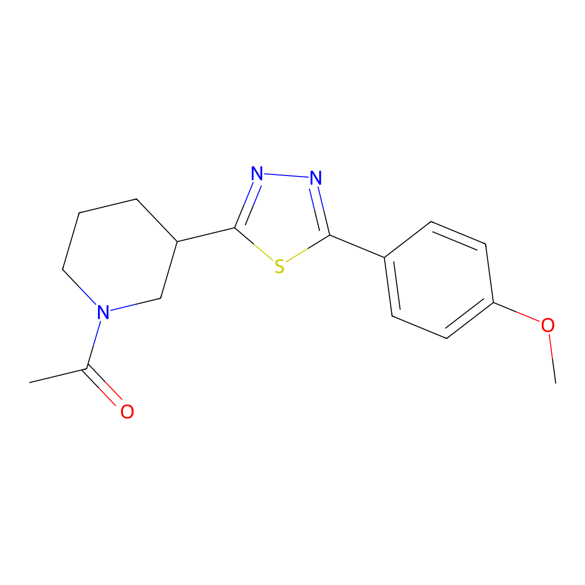 1-(3-(5-(4-Methoxyphenyl)-1,3,4-thiadiazol-2-yl)piperidin-1-yl)ethanone molecular structure, CAS 1203290-27-0