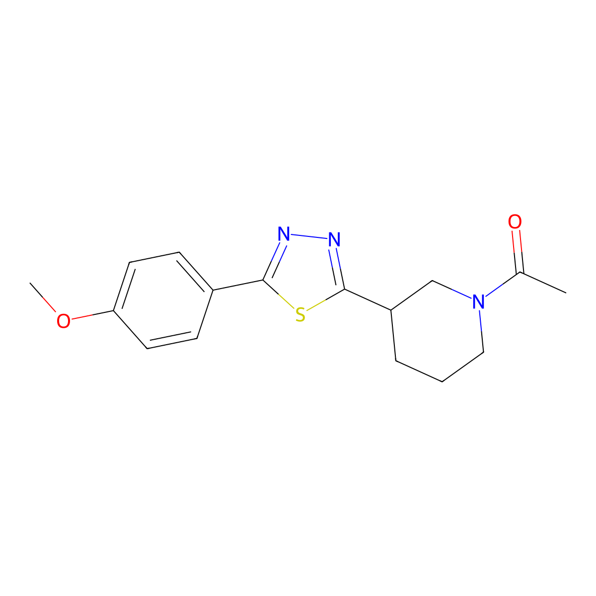 1-(3-(5-(4-Methoxyphenyl)-1,3,4-thiadiazol-2-yl)piperidin-1-yl)ethanone molecular structure, CAS 1203290-27-0