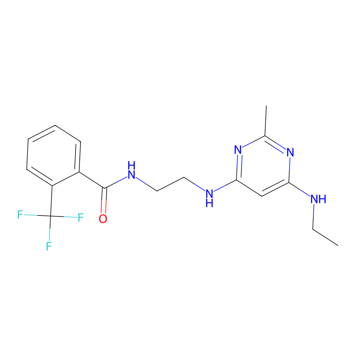 N-(2-{[6-(ethylamino)-2-methylpyrimidin-4-yl]amino}ethyl)-2-(trifluoromethyl)benzamide molecular structure, CAS 1203290-48-5
