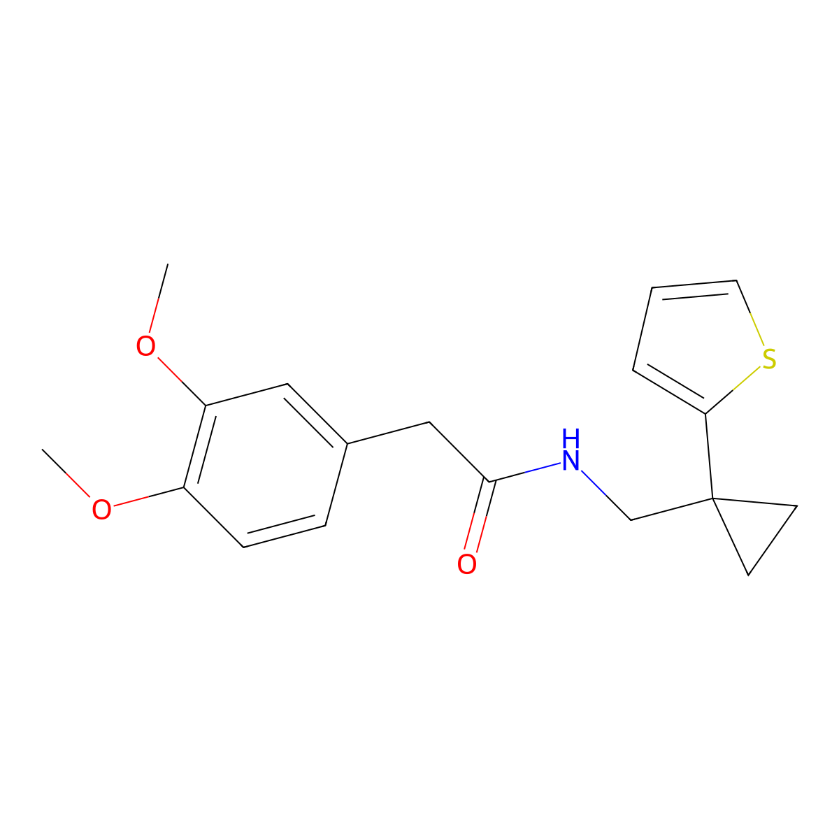 2-(3,4-dimethoxyphenyl)-N-((1-(thiophen-2-yl)cyclopropyl)methyl)acetamide molecular structure, CAS 1203290-63-4