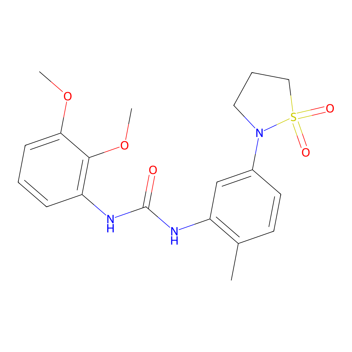1-(2,3-Dimethoxyphenyl)-3-(5-(1,1-dioxidoisothiazolidin-2-yl)-2-methylphenyl)urea molecular structure, CAS 1203290-98-5