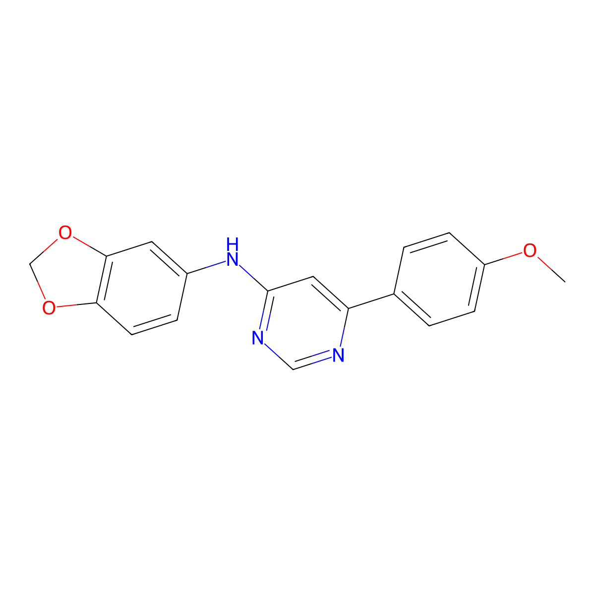N-(benzo[d][1,3]dioxol-5-yl)-6-(4-methoxyphenyl)pyrimidin-4-amine molecular structure, CAS 1203291-99-9