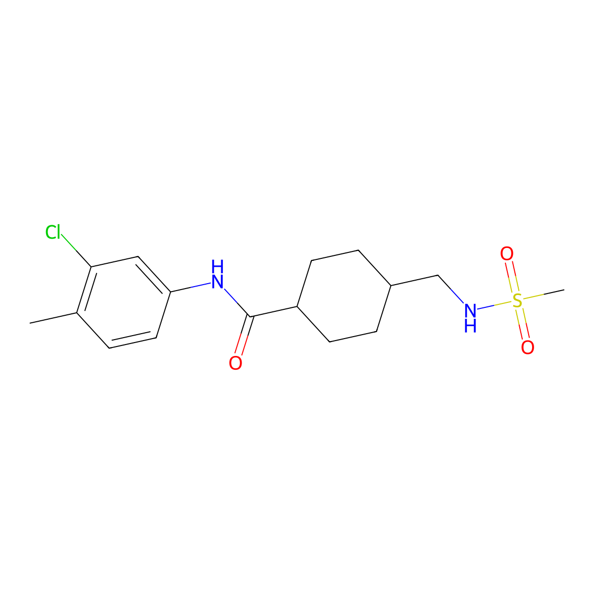N-(3-chloro-4-methylphenyl)-4-(methanesulfonamidomethyl)cyclohexane-1-carboxamide molecular structure, CAS 1203292-82-3