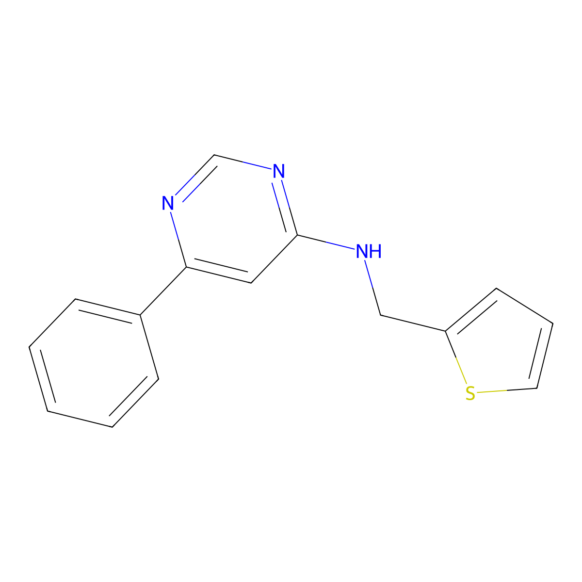 6-phenyl-N-(thiophen-2-ylmethyl)pyrimidin-4-amine molecular structure, CAS 1203294-90-9