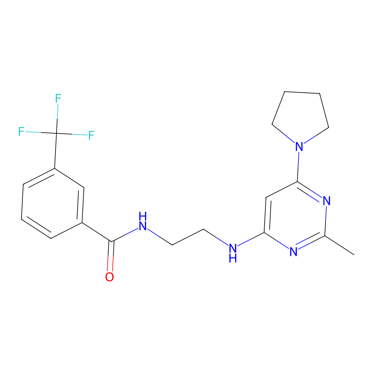 N-(2-{[2-methyl-6-(pyrrolidin-1-yl)pyrimidin-4-yl]amino}ethyl)-3-(trifluoromethyl)benzamide molecular structure, CAS 1203294-99-8