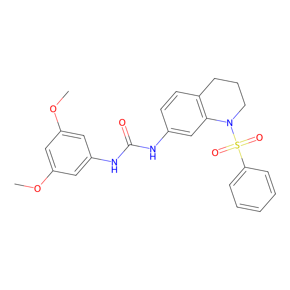 1-(3,5-Dimethoxyphenyl)-3-(1-(phenylsulfonyl)-1,2,3,4-tetrahydroquinolin-7-yl)urea molecular structure, CAS 1203295-37-7
