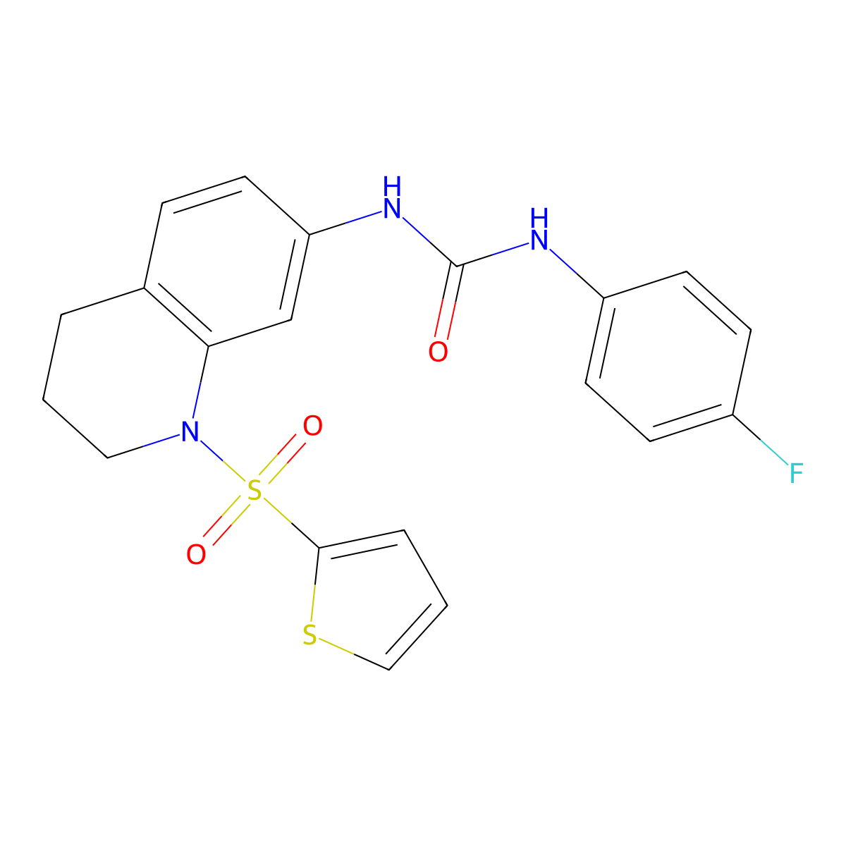 1-(4-Fluorophenyl)-3-(1-(thiophen-2-ylsulfonyl)-1,2,3,4-tetrahydroquinolin-7-yl)urea molecular structure, CAS 1203295-72-0