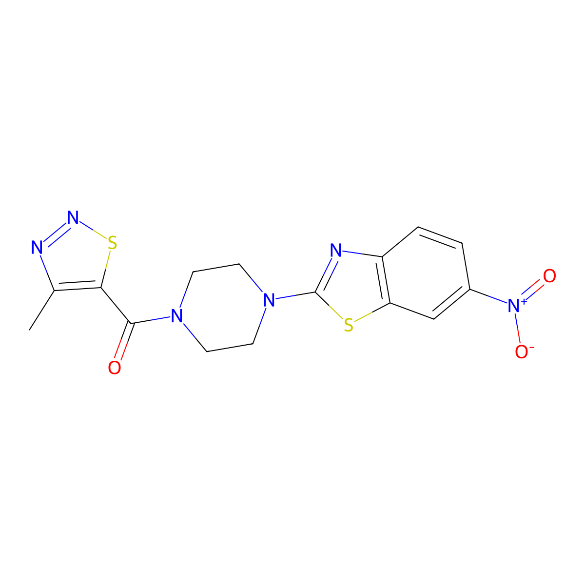 (4-Methyl-1,2,3-thiadiazol-5-yl)(4-(6-nitrobenzo[d]thiazol-2-yl)piperazin-1-yl)methanone molecular structure, CAS 1203297-76-0