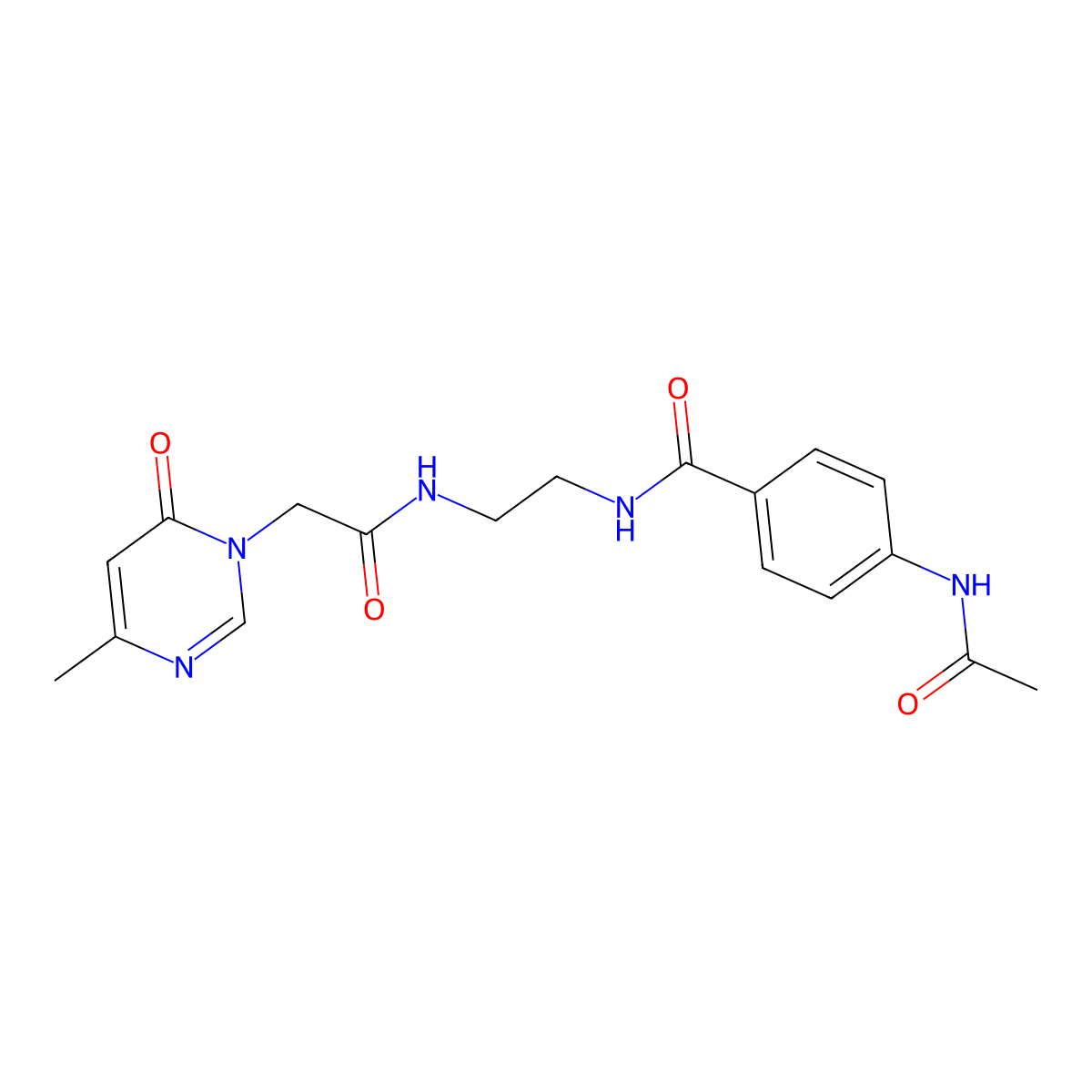 4-acetamido-N-(2-(2-(4-methyl-6-oxopyrimidin-1(6H)-yl)acetamido)ethyl)benzamide molecular structure, CAS 1203297-78-2