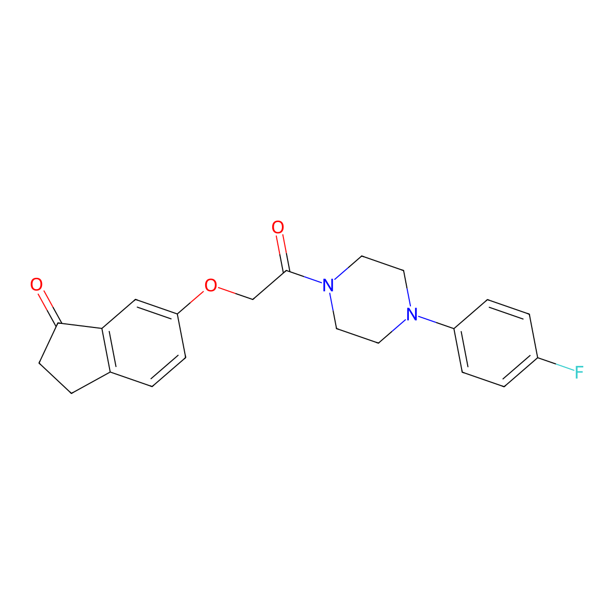 6-(2-(4-(4-fluorophenyl)piperazin-1-yl)-2-oxoethoxy)-2,3-dihydro-1H-inden-1-one molecular structure, CAS 1203298-93-4