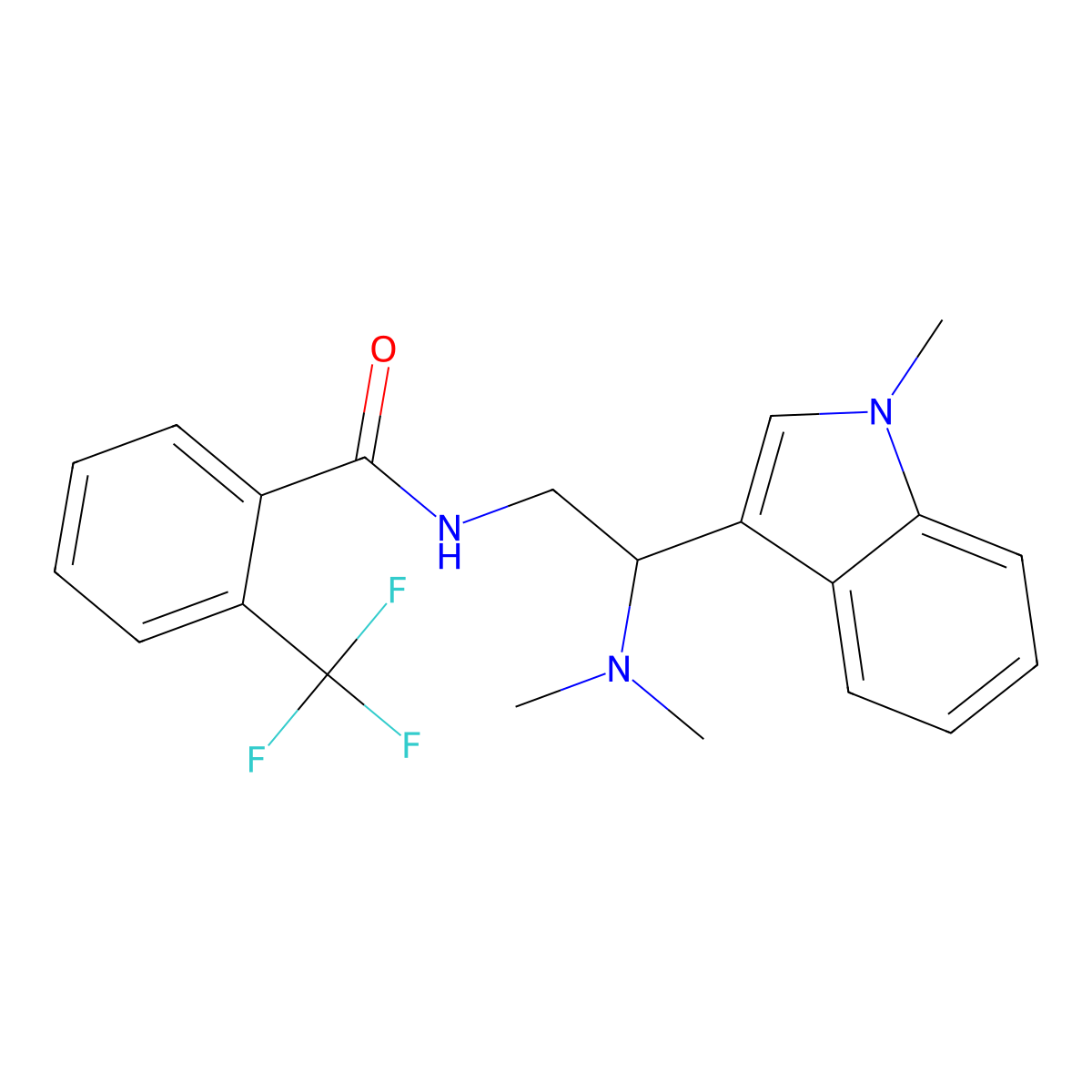 N-[2-(dimethylamino)-2-(1-methyl-1H-indol-3-yl)ethyl]-2-(trifluoromethyl)benzamide molecular structure, CAS 1203299-25-5