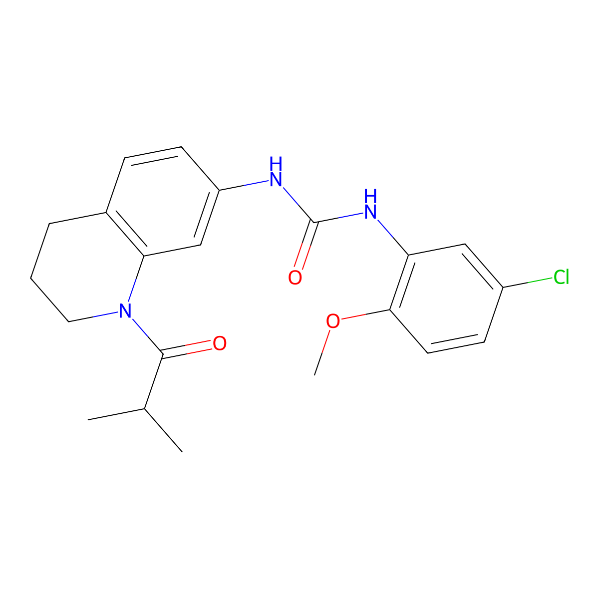 1-(5-Chloro-2-methoxyphenyl)-3-(1-isobutyryl-1,2,3,4-tetrahydroquinolin-7-yl)urea molecular structure, CAS 1203300-09-7