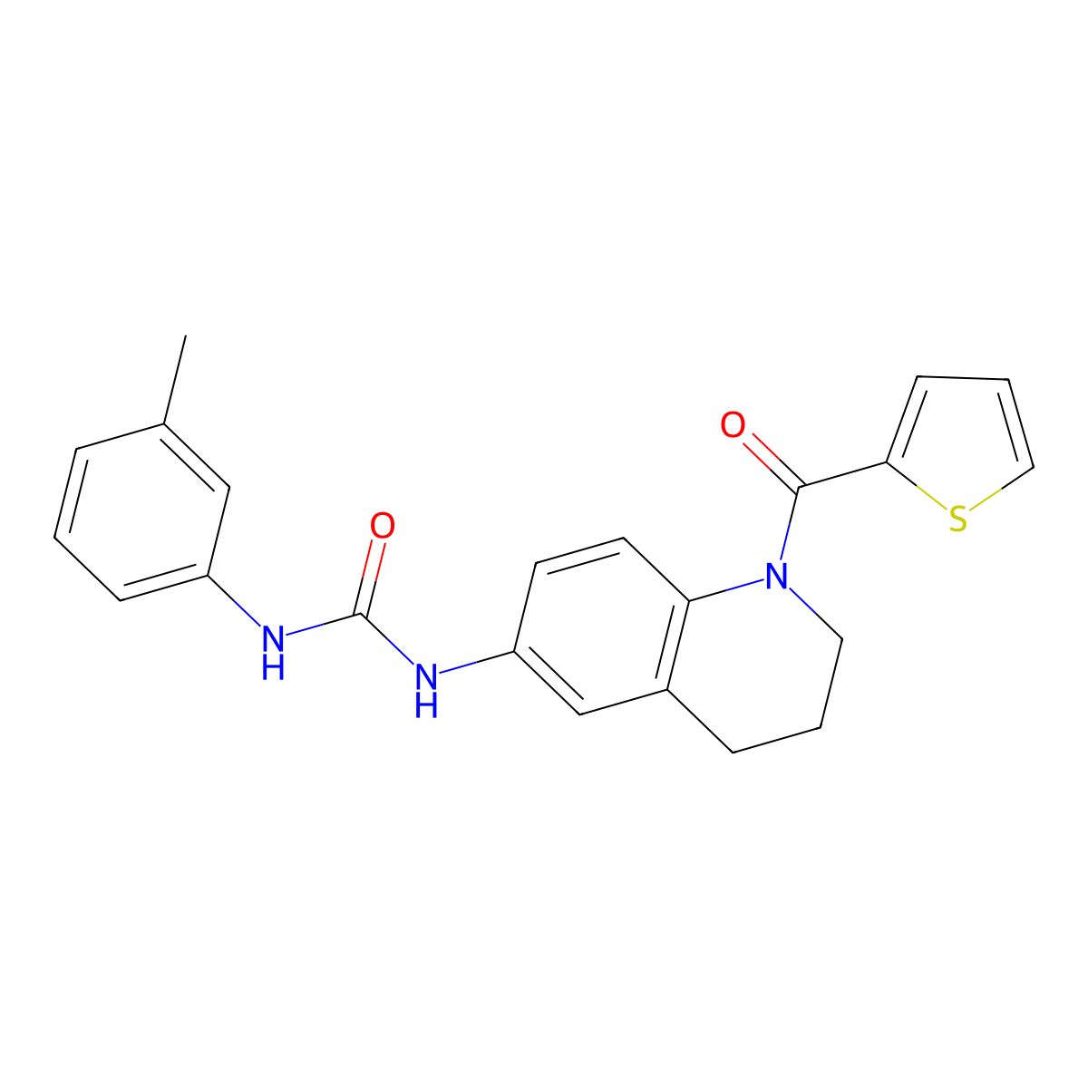 1-(1-(Thiophene-2-carbonyl)-1,2,3,4-tetrahydroquinolin-6-yl)-3-(m-tolyl)urea molecular structure, CAS 1203300-16-6