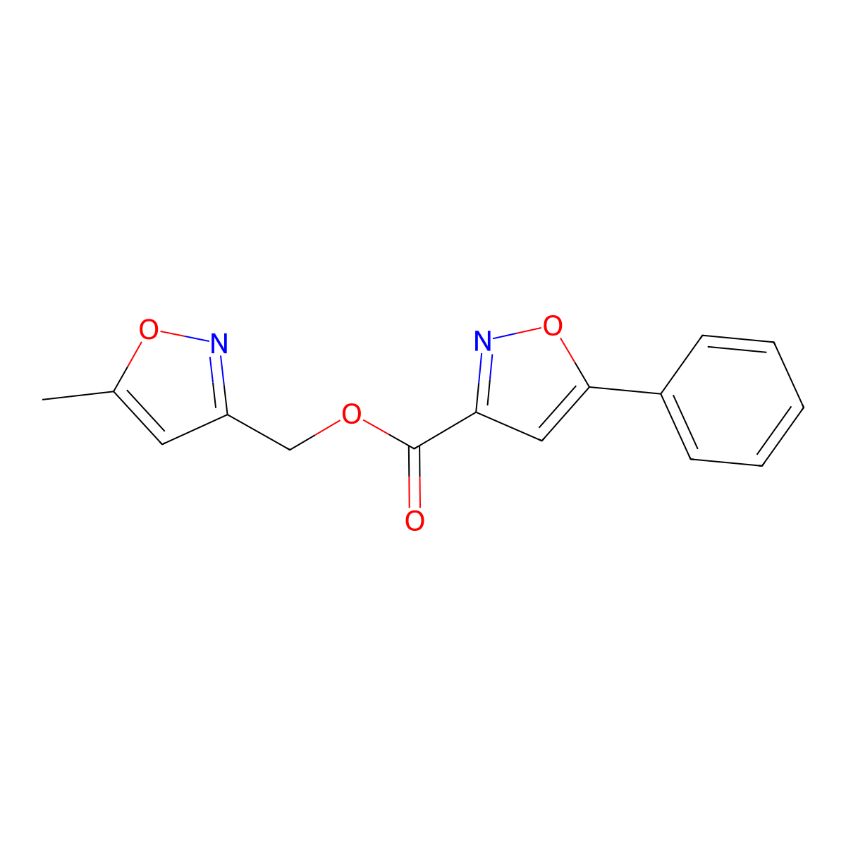 (5-Methylisoxazol-3-yl)methyl 5-phenylisoxazole-3-carboxylate molecular structure, CAS 1203300-68-8