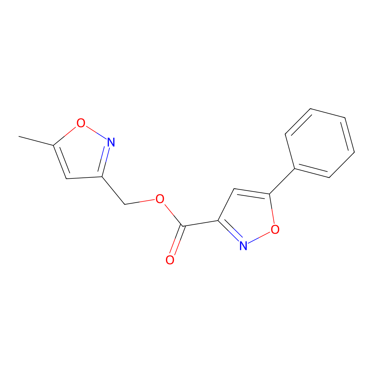 (5-Methylisoxazol-3-yl)methyl 5-phenylisoxazole-3-carboxylate molecular structure, CAS 1203300-68-8