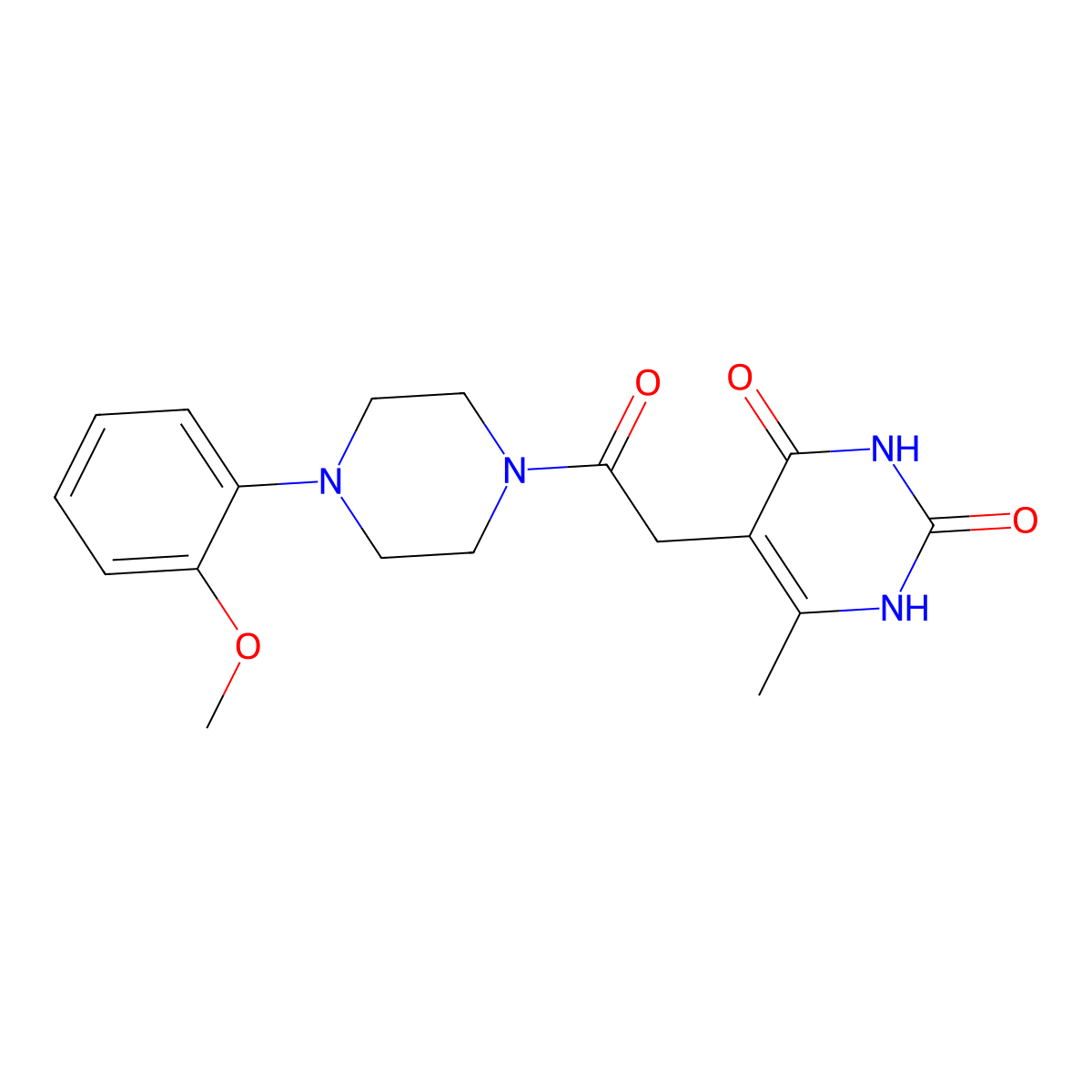 5-(2-(4-(2-methoxyphenyl)piperazin-1-yl)-2-oxoethyl)-6-methylpyrimidine-2,4(1H,3H)-dione molecular structure, CAS 1203300-78-0