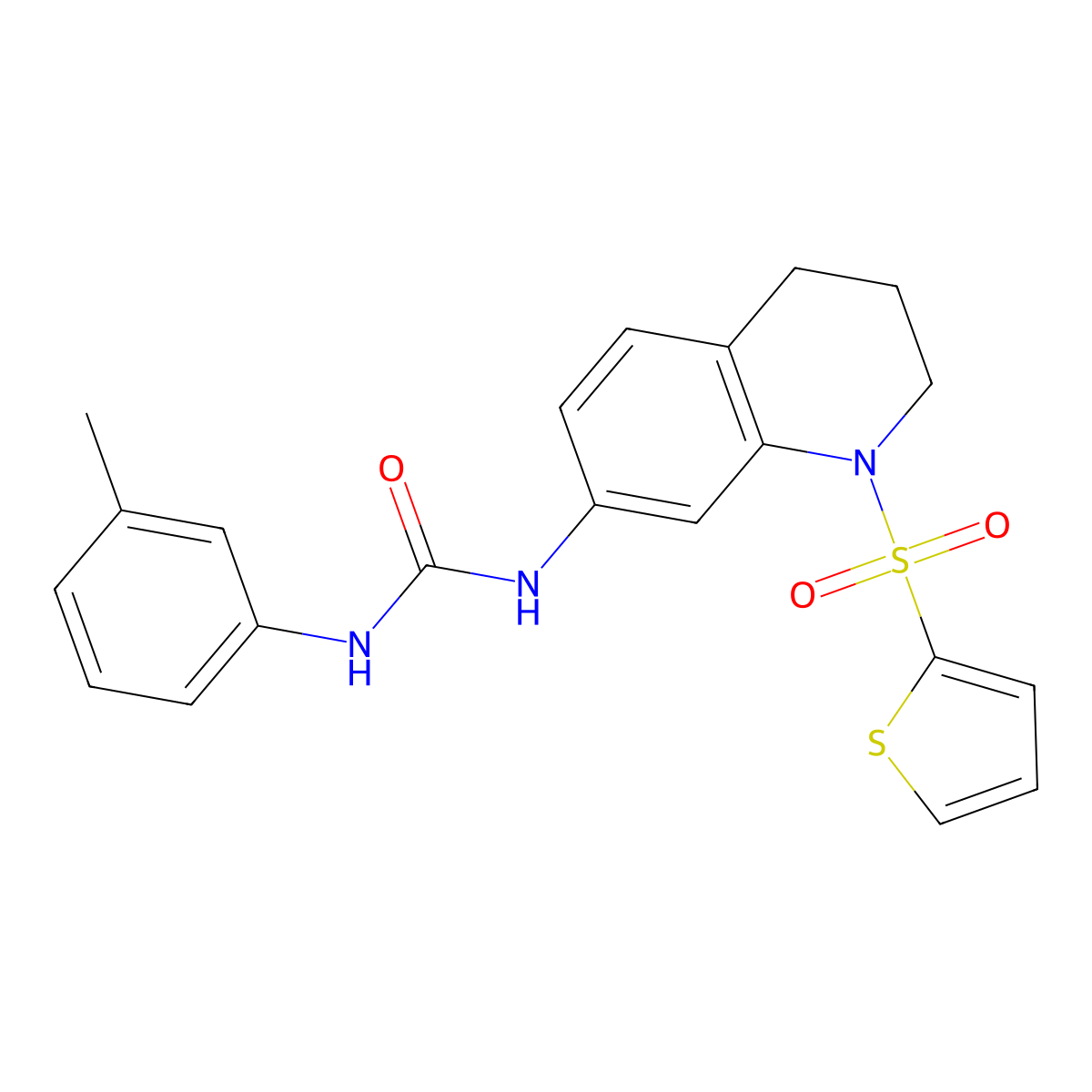 1-(1-(Thiophen-2-ylsulfonyl)-1,2,3,4-tetrahydroquinolin-7-yl)-3-(m-tolyl)urea molecular structure, CAS 1203300-91-7