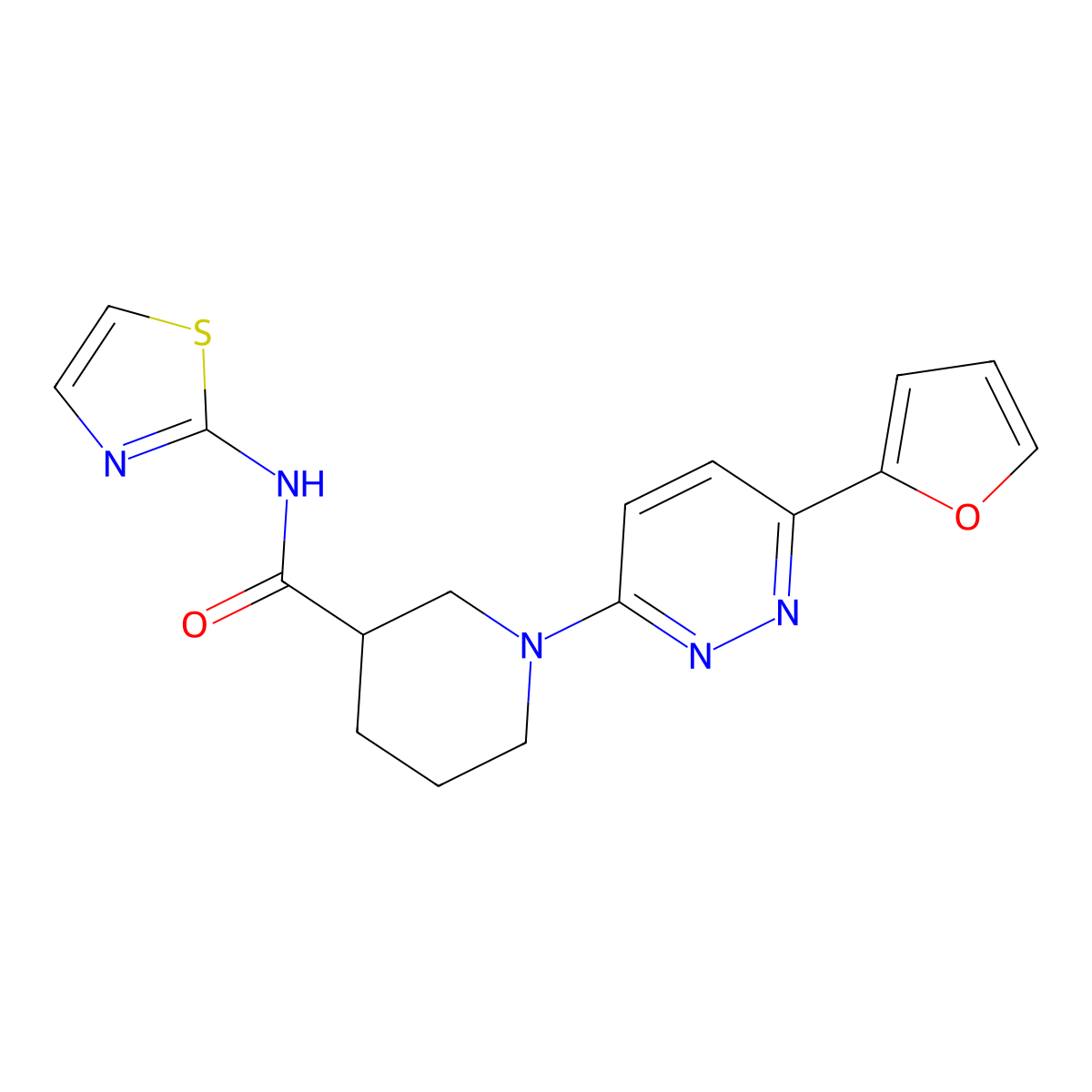 1-[6-(furan-2-yl)pyridazin-3-yl]-N-(1,3-thiazol-2-yl)piperidine-3-carboxamide molecular structure, CAS 1203301-81-8