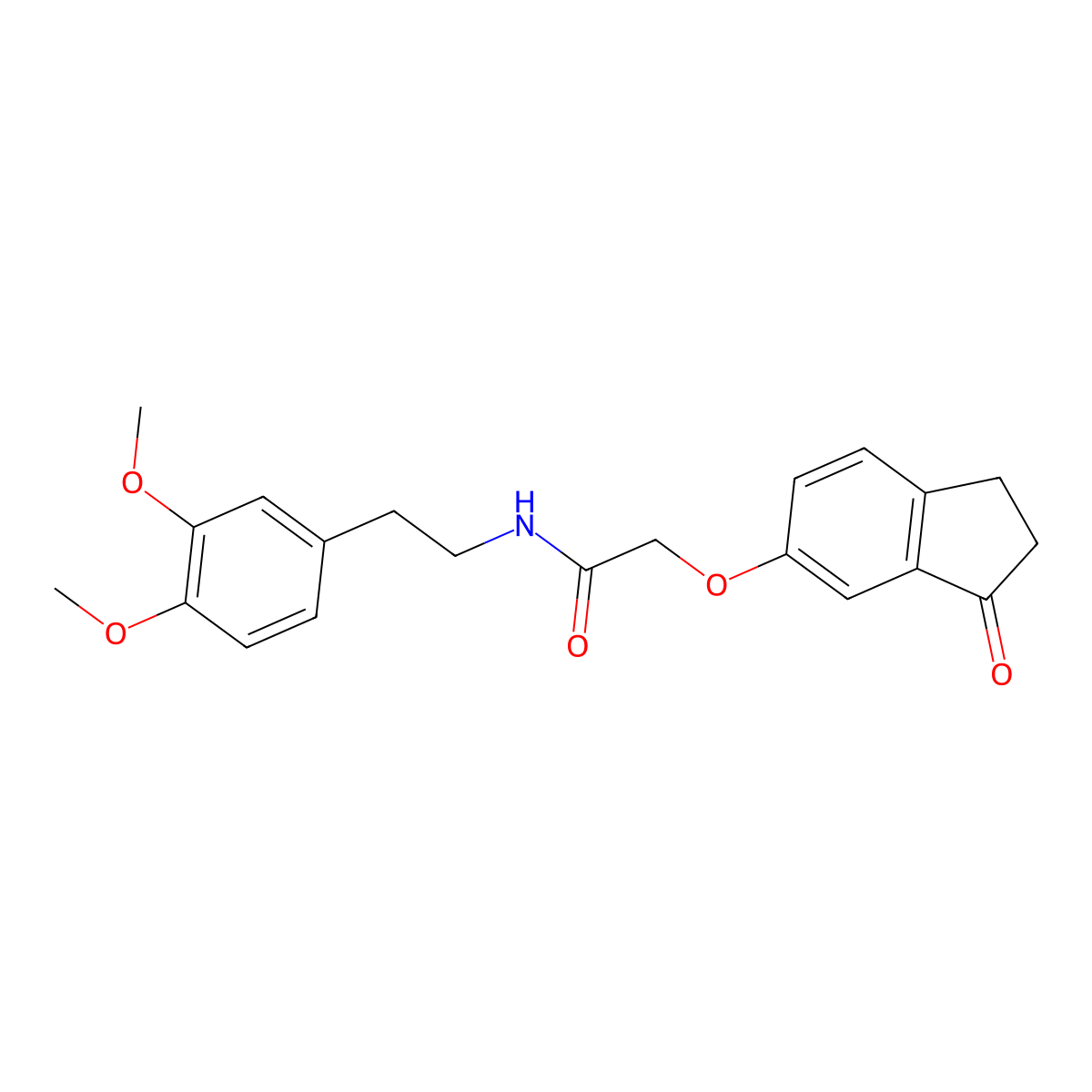 N-(3,4-dimethoxyphenethyl)-2-((3-oxo-2,3-dihydro-1H-inden-5-yl)oxy)acetamide molecular structure, CAS 1203301-94-3