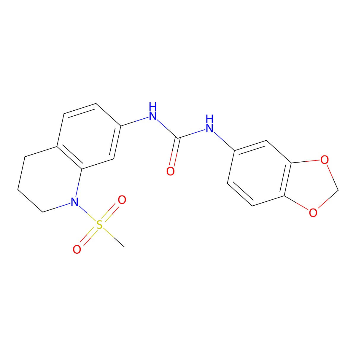 1-(Benzo[d][1,3]dioxol-5-yl)-3-(1-(methylsulfonyl)-1,2,3,4-tetrahydroquinolin-7-yl)urea molecular structure, CAS 1203302-01-5