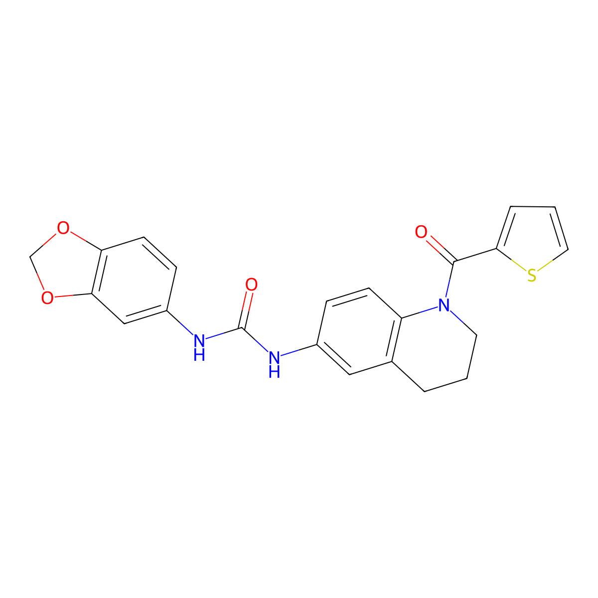 1-(Benzo[d][1,3]dioxol-5-yl)-3-(1-(thiophene-2-carbonyl)-1,2,3,4-tetrahydroquinolin-6-yl)urea molecular structure, CAS 1203303-39-2