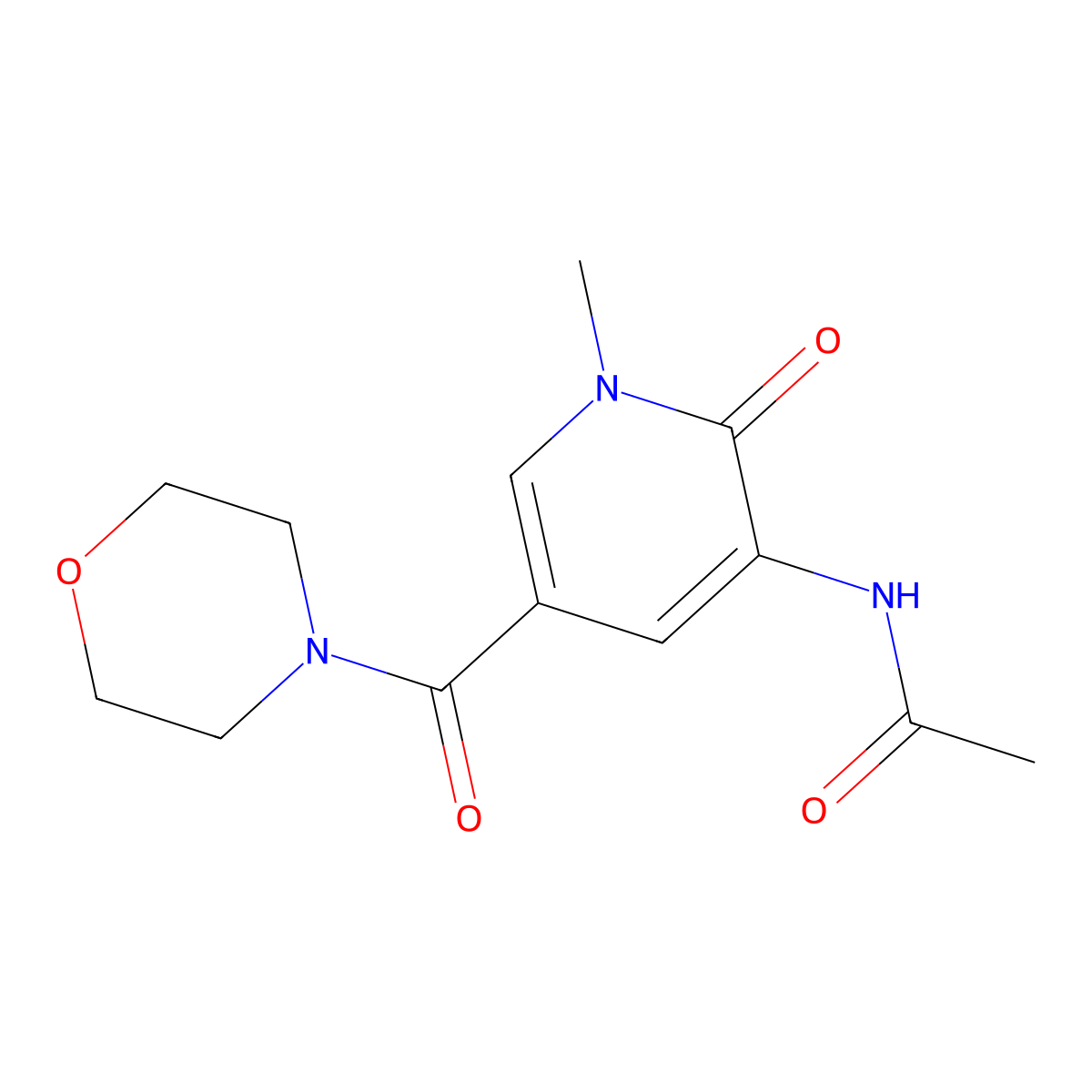 N-[1-methyl-5-(morpholine-4-carbonyl)-2-oxo-1,2-dihydropyridin-3-yl]acetamide molecular structure, CAS 1203303-44-9