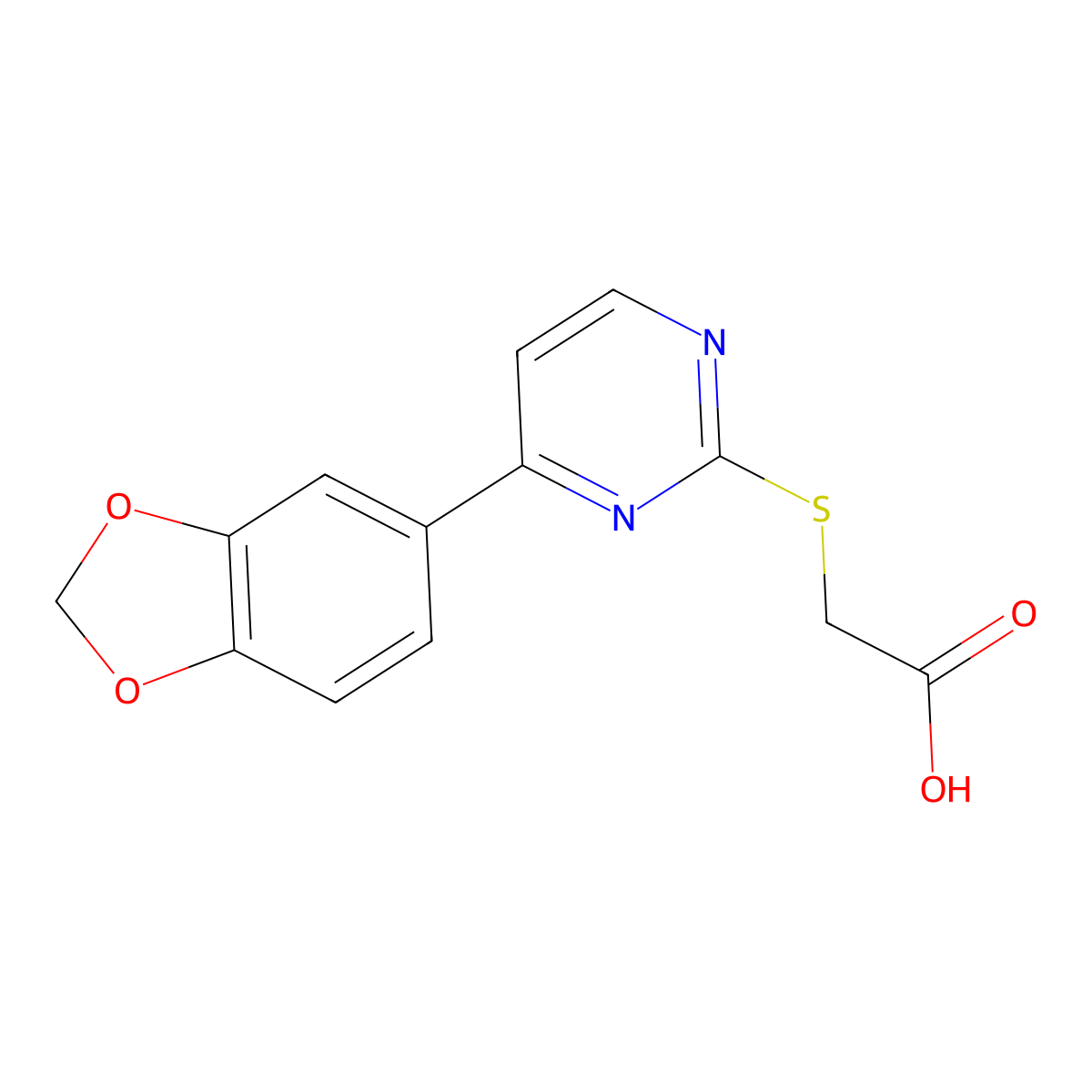 {[4-(1,3-Benzodioxol-5-yl)pyrimidin-2-yl]sulfanyl}acetic acid molecular structure, CAS 1203303-49-4