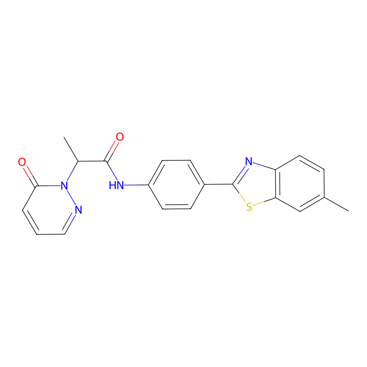 N-(4-(6-methylbenzo[d]thiazol-2-yl)phenyl)-2-(6-oxopyridazin-1(6H)-yl)propanamide molecular structure, CAS 1203303-96-1
