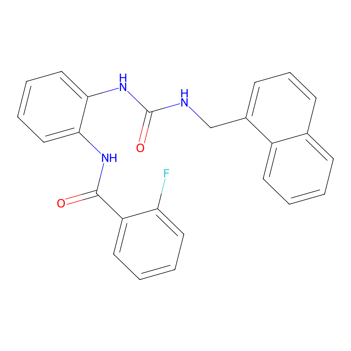 2-fluoro-N-(2-(3-(naphthalen-1-ylmethyl)ureido)phenyl)benzamide molecular structure, CAS 1203305-23-0