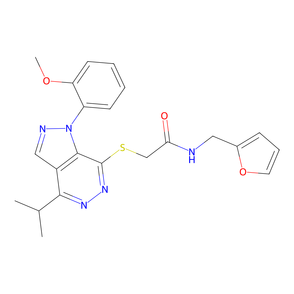 N-(furan-2-ylmethyl)-2-((4-isopropyl-1-(2-methoxyphenyl)-1H-pyrazolo[3,4-d]pyridazin-7-yl)thio)acetamide molecular structure, CAS 1203305-46-7