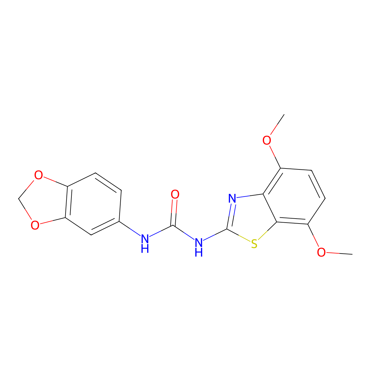 1-(Benzo[d][1,3]dioxol-5-yl)-3-(4,7-dimethoxybenzo[d]thiazol-2-yl)urea molecular structure, CAS 1203306-08-4