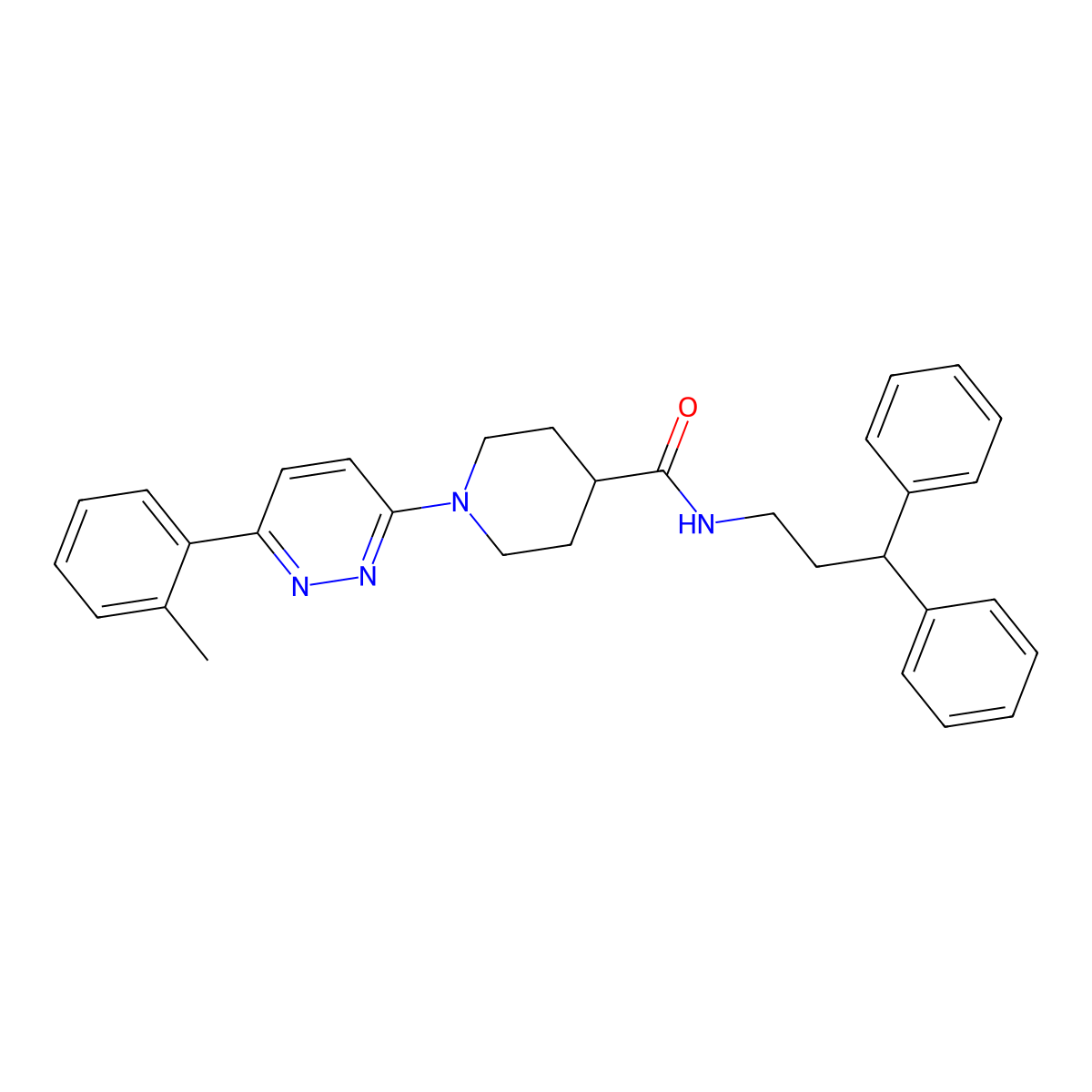 N-(3,3-diphenylpropyl)-1-(6-(o-tolyl)pyridazin-3-yl)piperidine-4-carboxamide molecular structure, CAS 1203306-25-5
