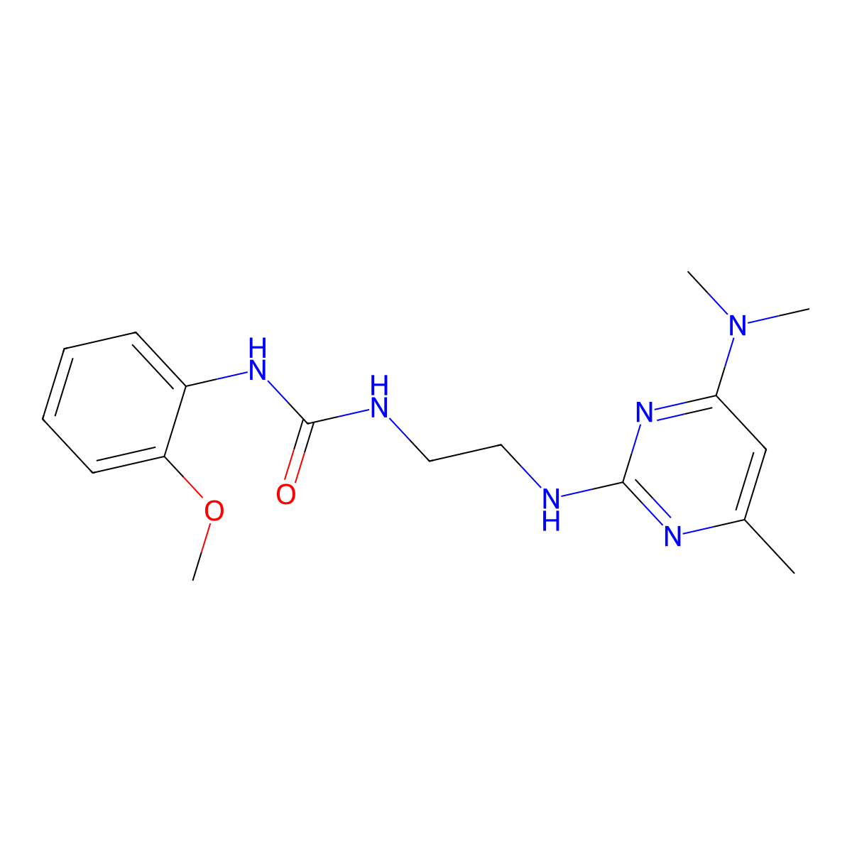 1-(2-((4-(Dimethylamino)-6-methylpyrimidin-2-yl)amino)ethyl)-3-(2-methoxyphenyl)urea molecular structure, CAS 1203306-56-2