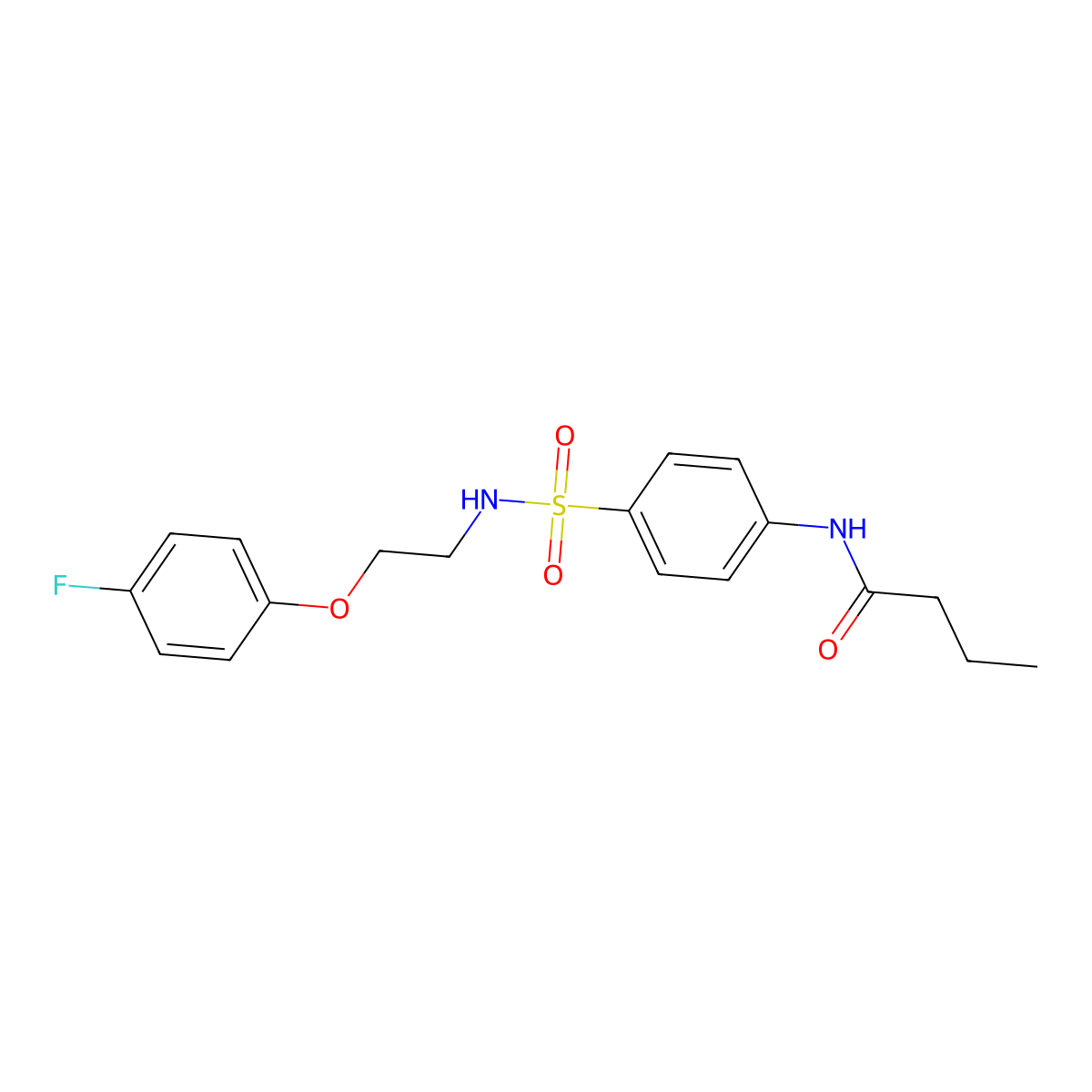 N-(4-(N-(2-(4-fluorophenoxy)ethyl)sulfamoyl)phenyl)butyramide molecular structure, CAS 1203306-81-3
