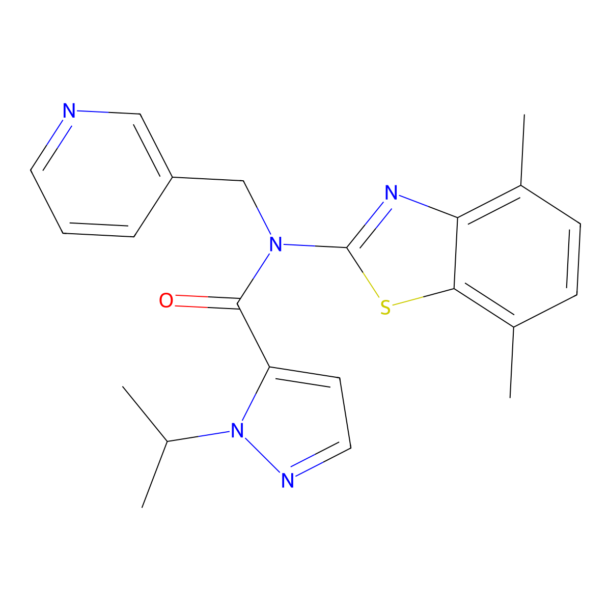 N-(4,7-dimethylbenzo[d]thiazol-2-yl)-1-isopropyl-N-(pyridin-3-ylmethyl)-1H-pyrazole-5-carboxamide molecular structure, CAS 1203306-90-4