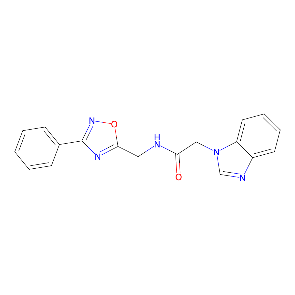 2-(1H-benzo[d]imidazol-1-yl)-N-((3-phenyl-1,2,4-oxadiazol-5-yl)methyl)acetamide molecular structure, CAS 1203307-11-2