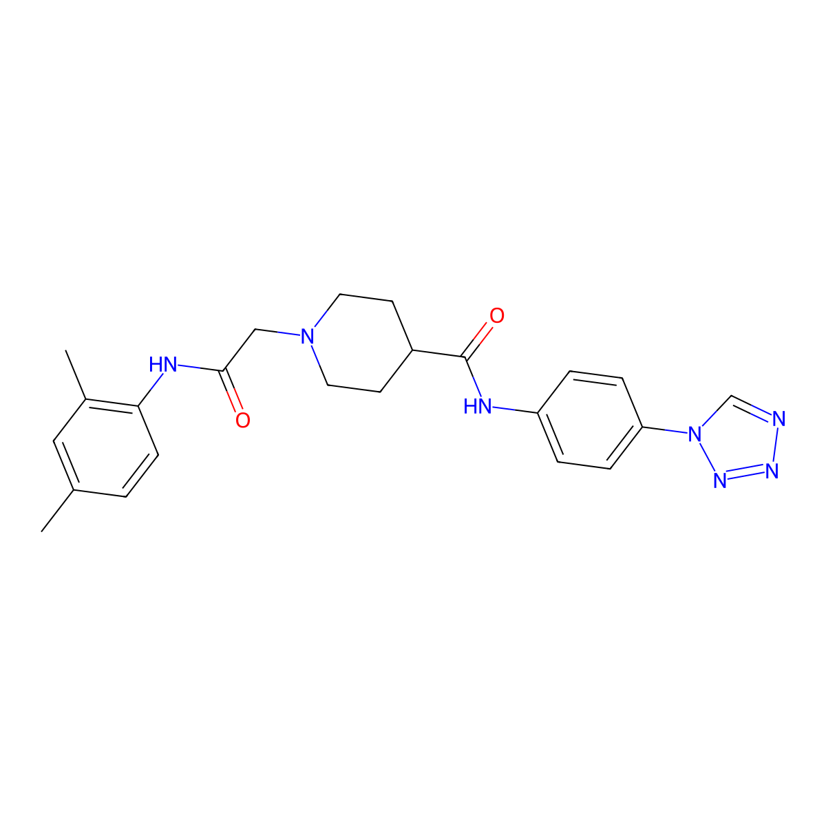 N-(4-(1H-tetrazol-1-yl)phenyl)-1-(2-((2,4-dimethylphenyl)amino)-2-oxoethyl)piperidine-4-carboxamide molecular structure, CAS 1203307-25-8