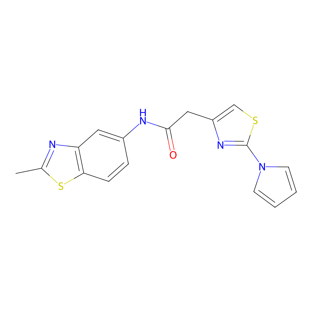 2-(2-(1H-pyrrol-1-yl)thiazol-4-yl)-N-(2-methylbenzo[d]thiazol-5-yl)acetamide molecular structure, CAS 1203307-66-7