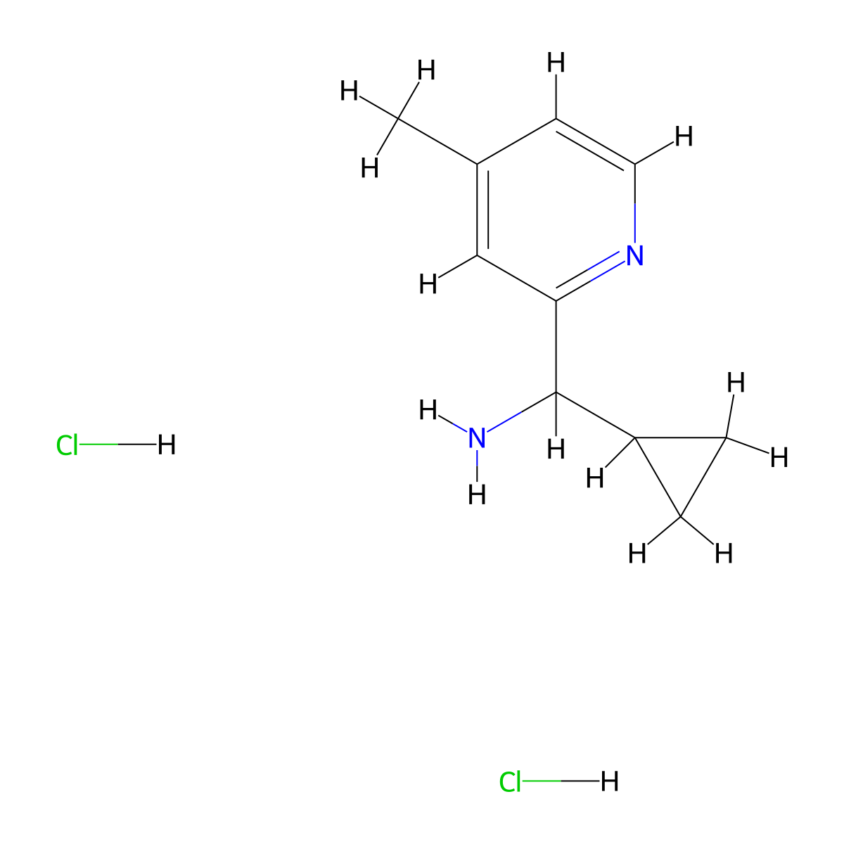 Cyclopropyl(4-methylpyridin-2-yl)methanamine dihydrochloride molecular structure, CAS 1203308-27-3