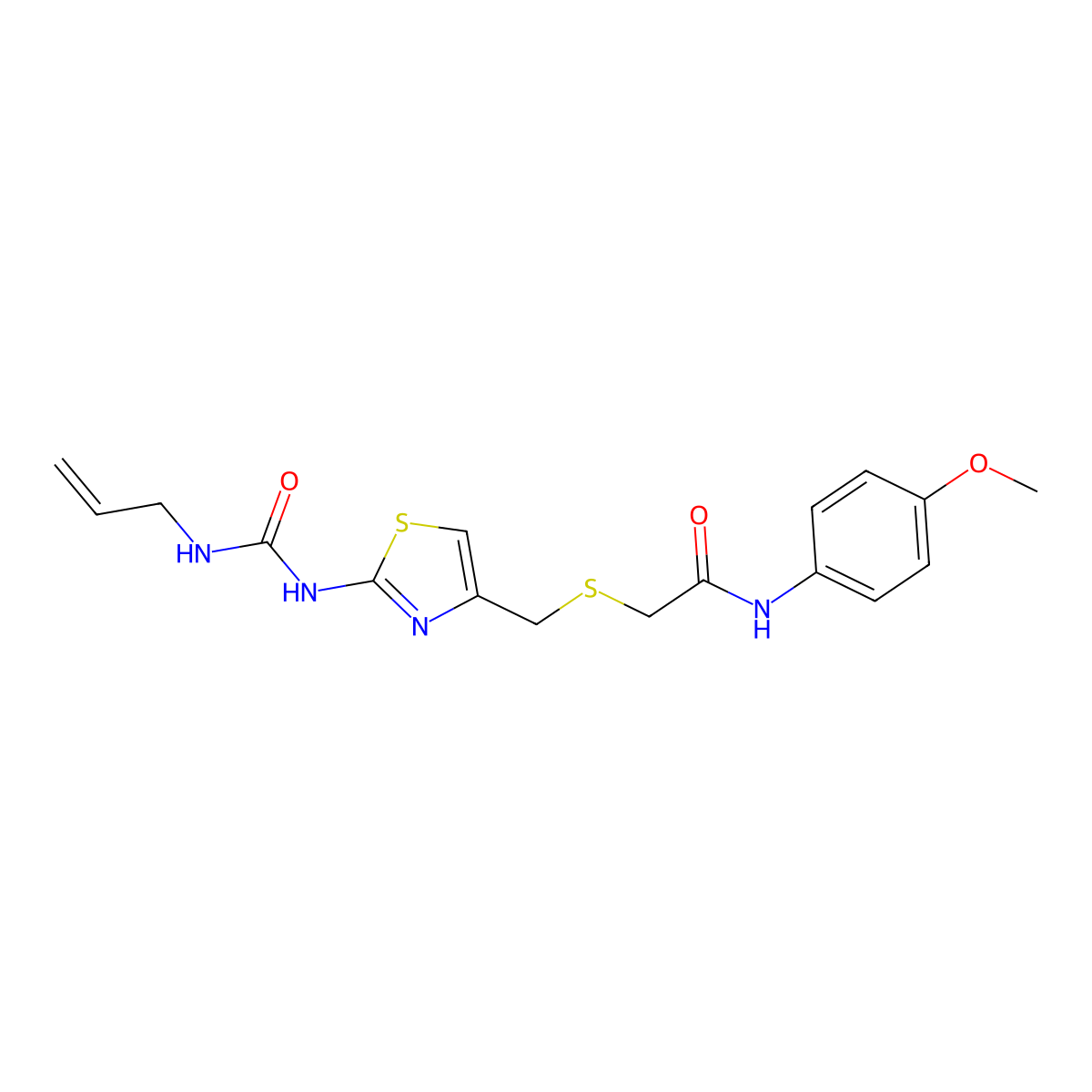 2-(((2-(3-allylureido)thiazol-4-yl)methyl)thio)-N-(4-methoxyphenyl)acetamide molecular structure, CAS 1203309-23-2
