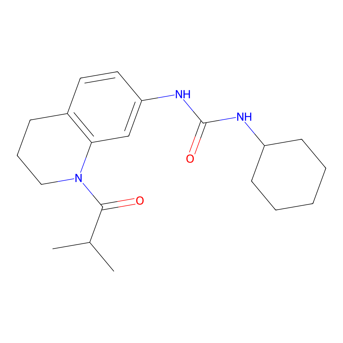 1-Cyclohexyl-3-(1-isobutyryl-1,2,3,4-tetrahydroquinolin-7-yl)urea molecular structure, CAS 1203309-80-1