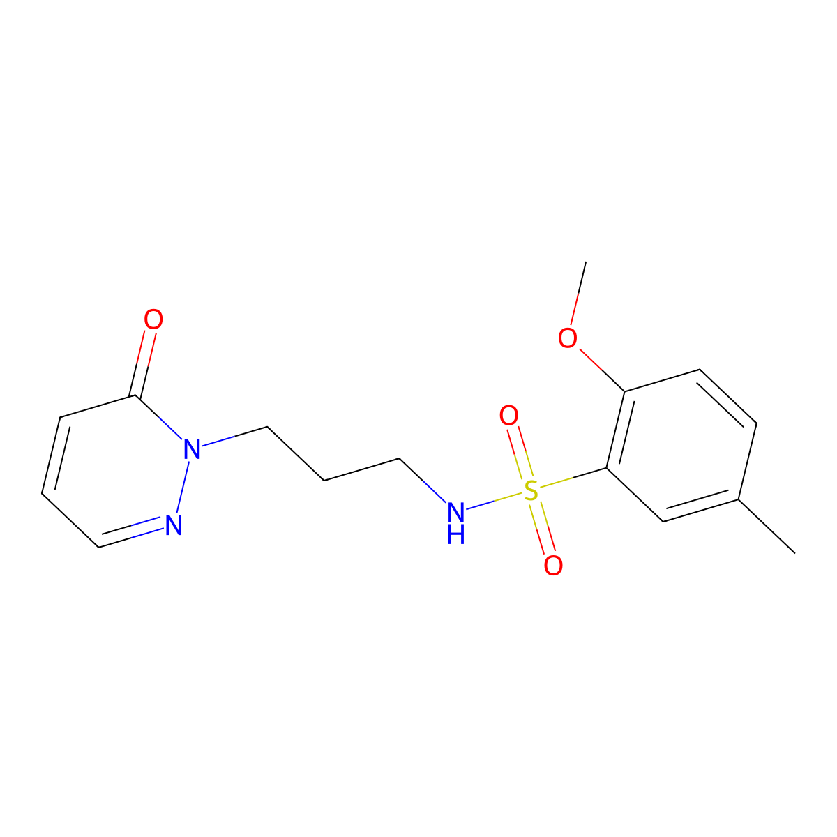 2-methoxy-5-methyl-N-(3-(6-oxopyridazin-1(6H)-yl)propyl)benzenesulfonamide molecular structure, CAS 1203310-47-7