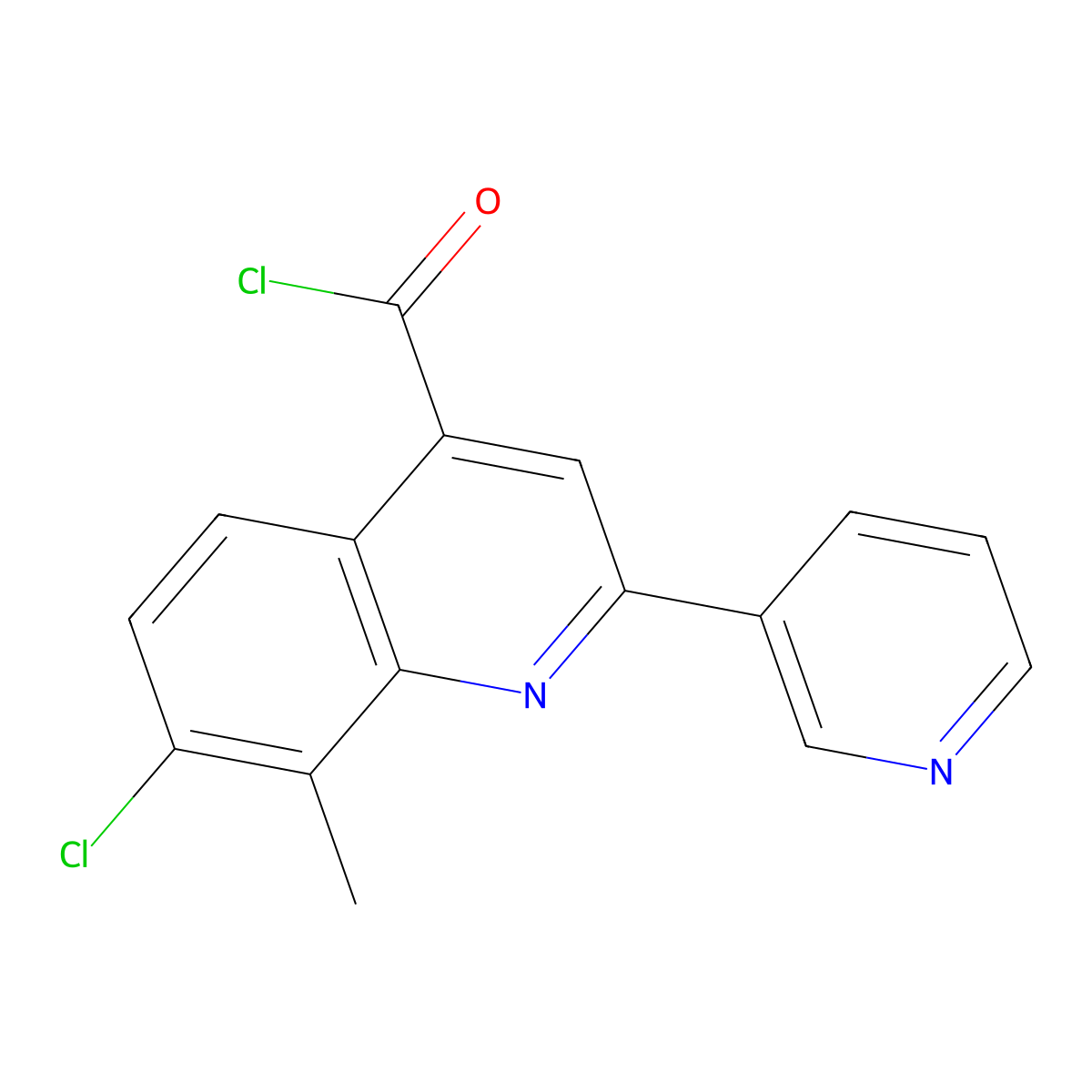 7-Chloro-8-methyl-2-pyridin-3-ylquinoline-4-carbonyl chloride hydrochloride molecular structure, CAS 1203310-49-9