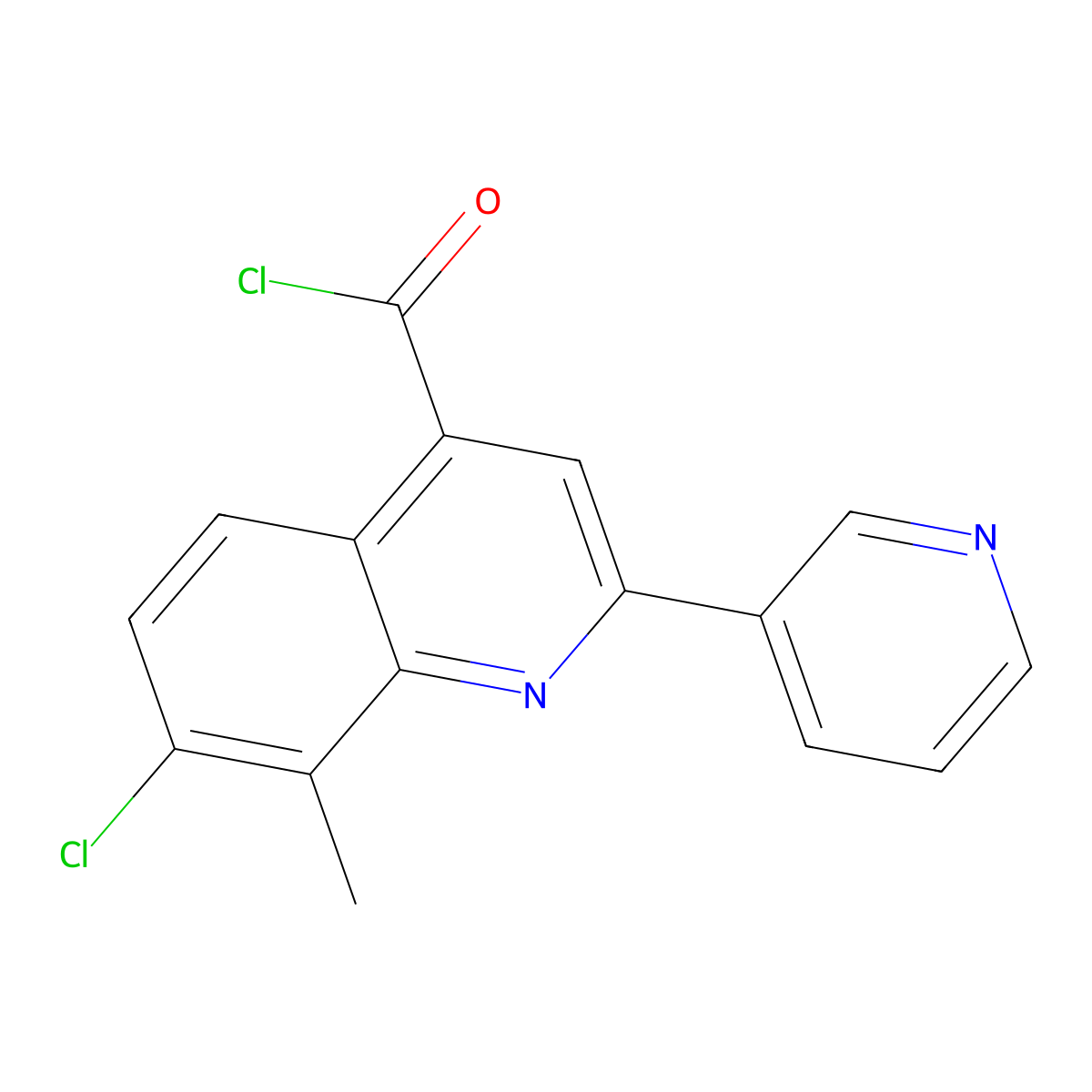 7-Chloro-8-methyl-2-pyridin-3-ylquinoline-4-carbonyl chloride hydrochloride molecular structure, CAS 1203310-49-9