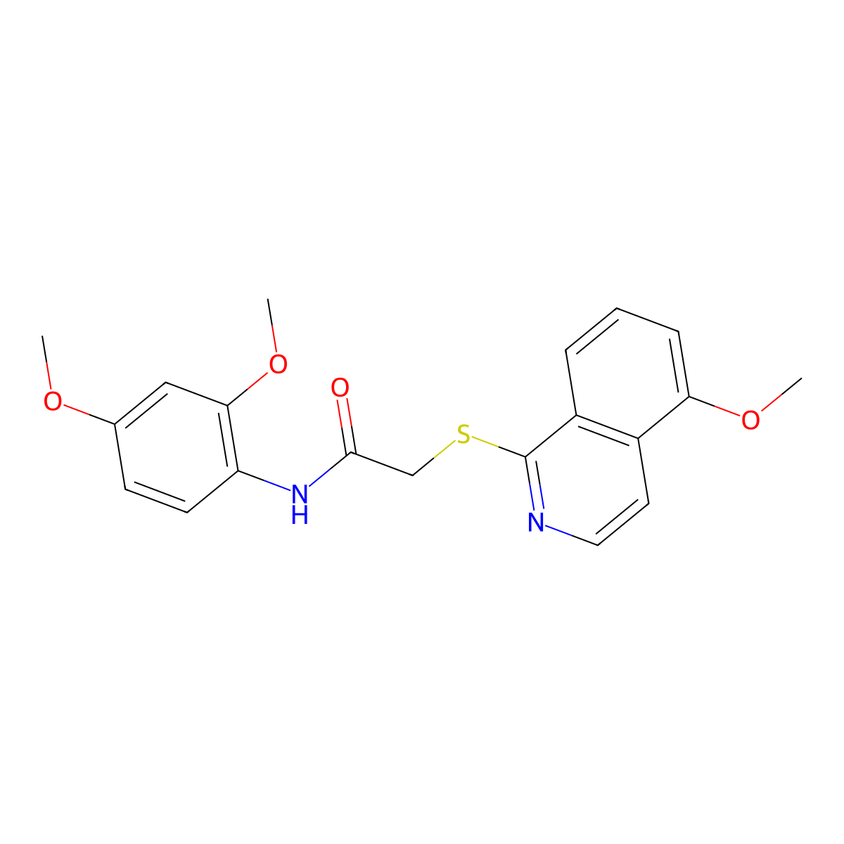 N-(2,4-dimethoxyphenyl)-2-((5-methoxyisoquinolin-1-yl)thio)acetamide molecular structure, CAS 1203311-77-6