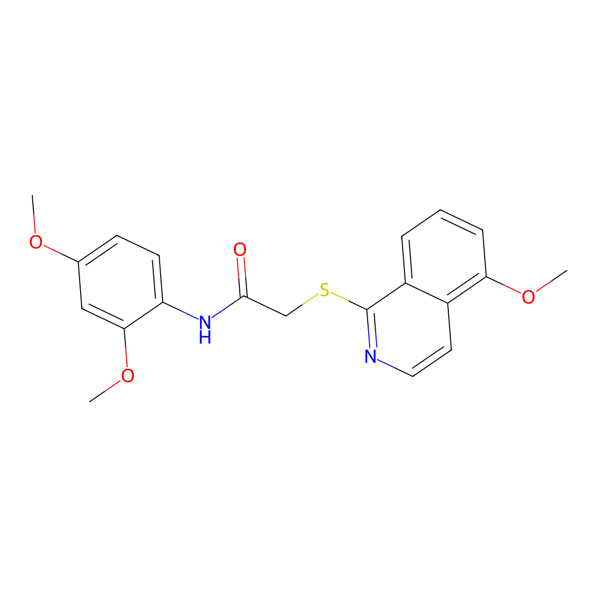 N-(2,4-dimethoxyphenyl)-2-((5-methoxyisoquinolin-1-yl)thio)acetamide molecular structure, CAS 1203311-77-6
